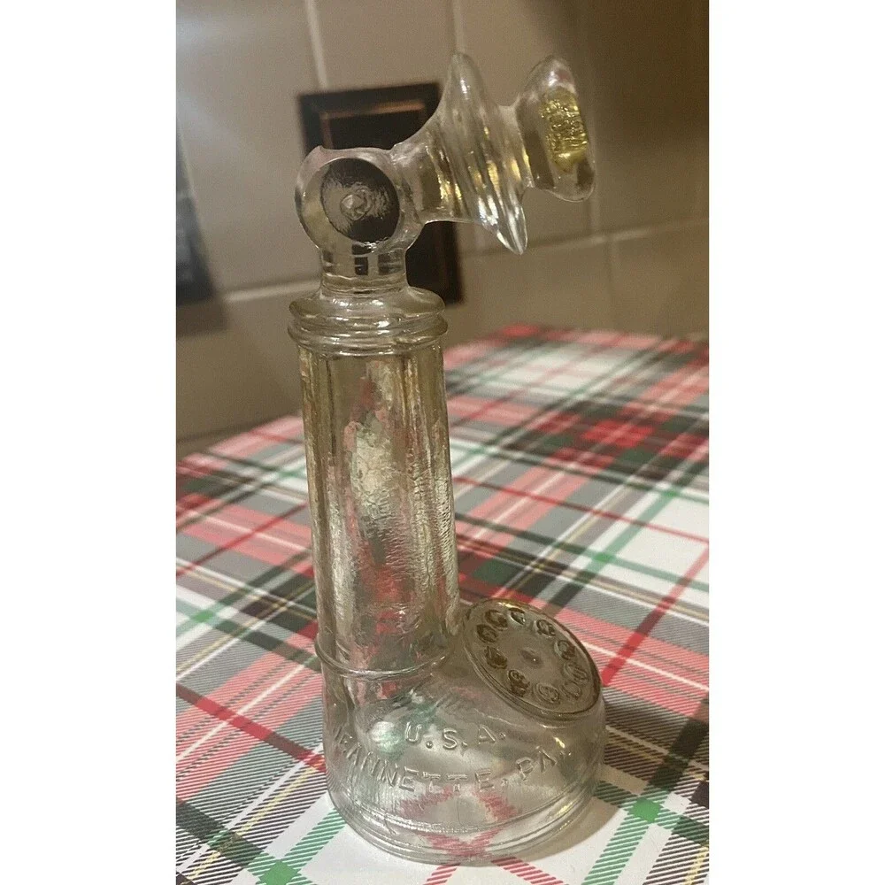 Vintage Glass Candy Container, Antique Phone